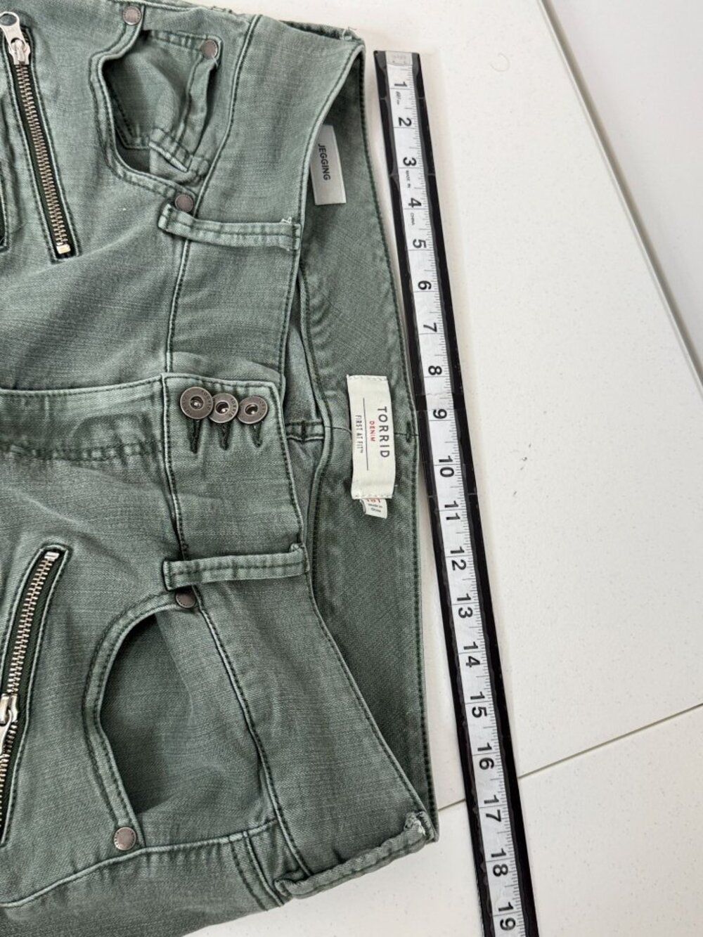 Torrid Jegging Jeans Womens 18R Green Zip Pocket Stretch Skinny High Rise - Picture 14 of 14